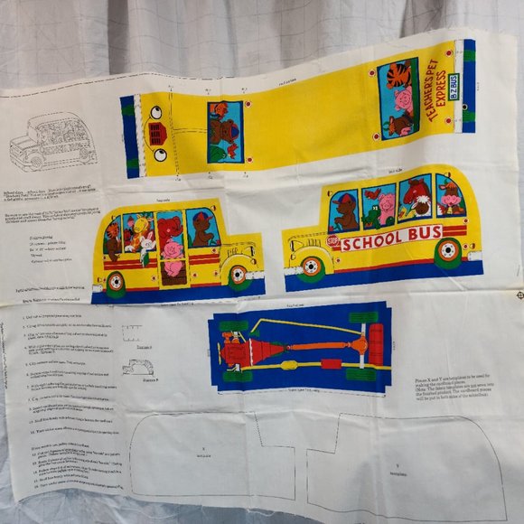 Teachers Pets School Bus Soft Sculpture Fabric Panel by Cranston - Picture 2 of 12